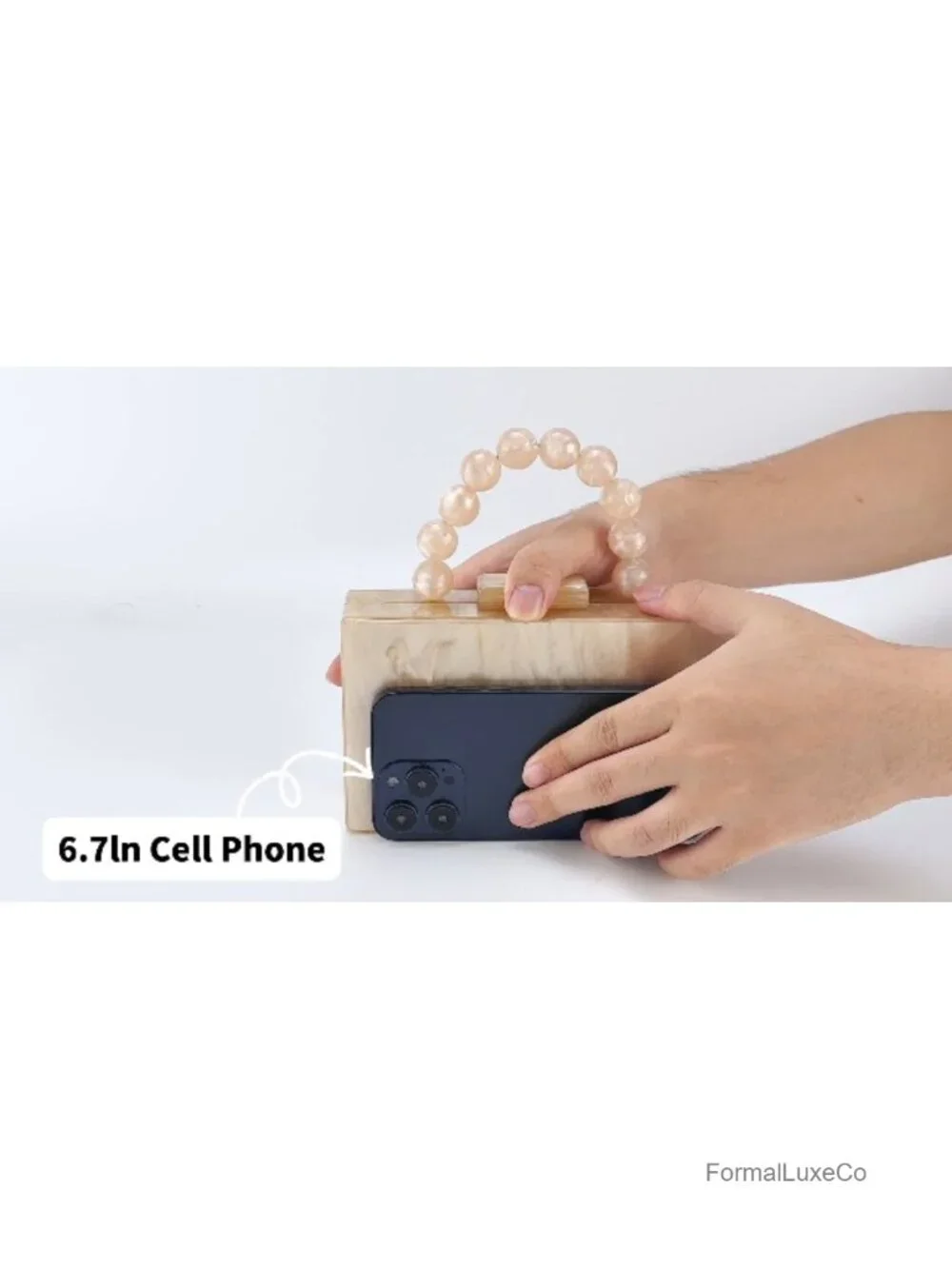 Acrylic Evening Clutch with Pearl Chain Crossbody Bag for Wedding Prom Party